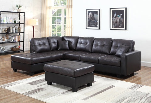 Sectional Sofa with Ottoman in Leather PU.