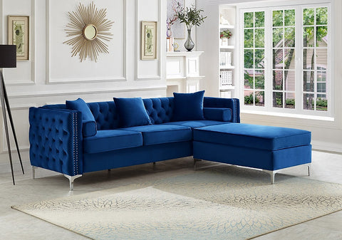 Sofa Sectional Reversible in Velvet Fabric.