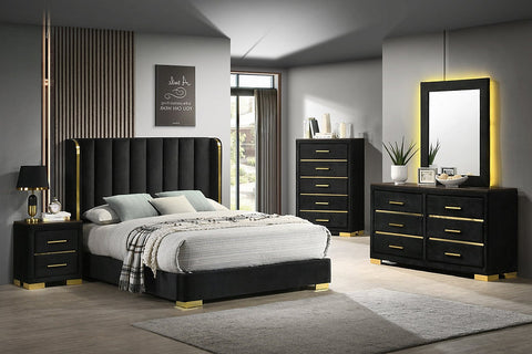 Madison Full Black Velvet Bedroom Set