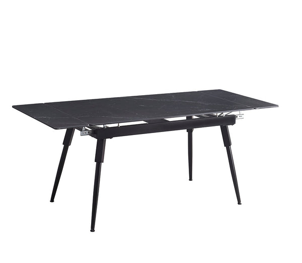 Ensemble de salle à manger extensible en pierre frittée avec plateau en marbre noir. T-1817 C-1817