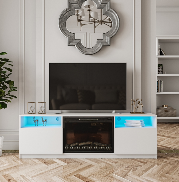 Amari Collections TV Stand with Remote Control Adjustable Fireplace. 45600BK-MZN