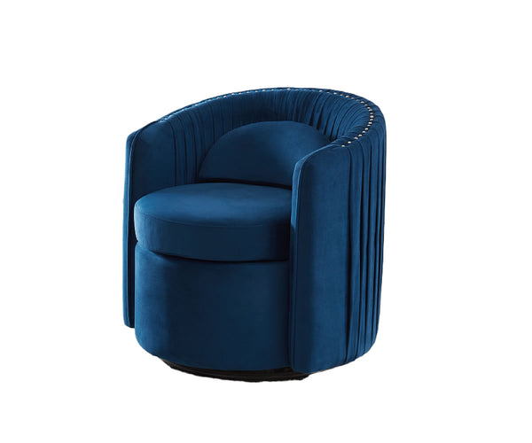 Swivel Rotating Accent Chair in Soft Blue Velvet Fabric