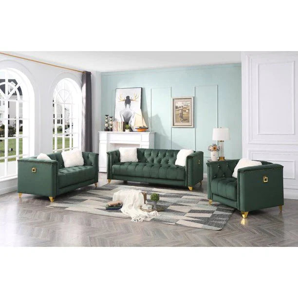 Sofa Set in Velvet Fabric and Crystal Tufted.VF1 1764