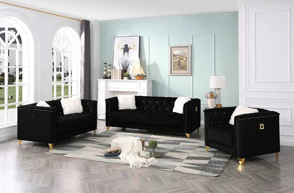 Sofa Set in Velvet Fabric and Crystal Tufted.VF1 1764