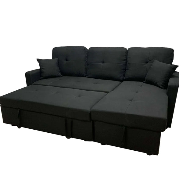 Sofa sectional bed with storage in linen fabric and dual-tone.