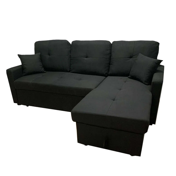 Sofa sectional bed with storage in linen fabric and dual-tone.