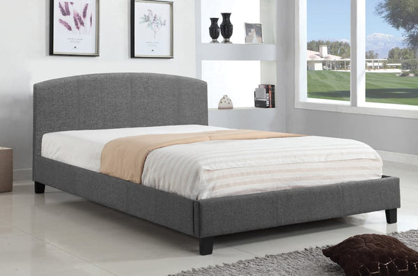 Platform bed with Arch Headboard in Soft Linen and Leatherette. 2530,2355