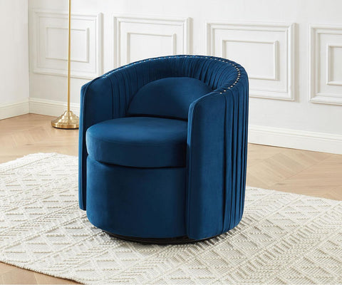 Swivel Rotating Accent Chair in Soft Blue Velvet Fabric