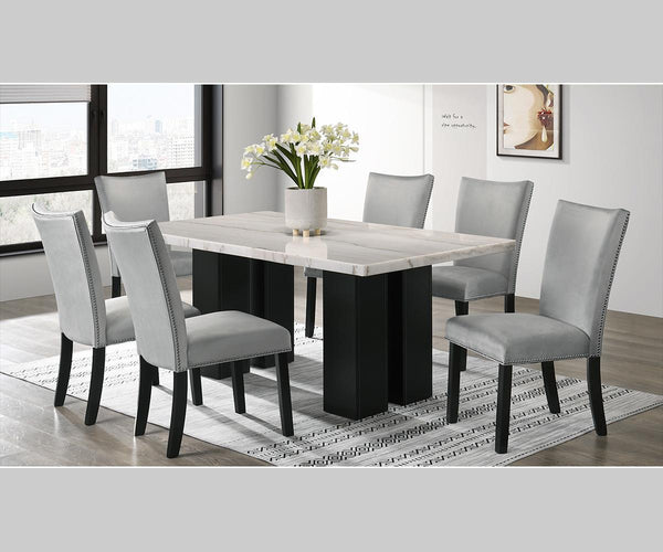 7 PCS REAL Marble Table top Dining Set