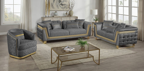 Living Room Sofa Set with Gold Accents. VFI 387