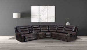 Sectional Power Recliner with Two tone high grade leather.