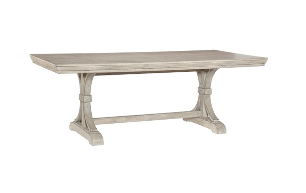 Fallon Wooden Dining Set in Weathered Beige Oak and Chenille.