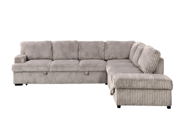 Sectional sofa bed with deep seat and large convertible bed with ottoman. Model: Tilia