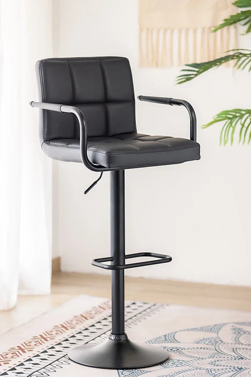 Swivel Bar Stool with arm and Black metal frame (Set of 2 chairs)7705,06