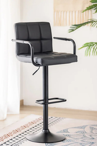 Swivel Bar Stool with arm and Black metal frame (Set of 2 chairs)7705,06