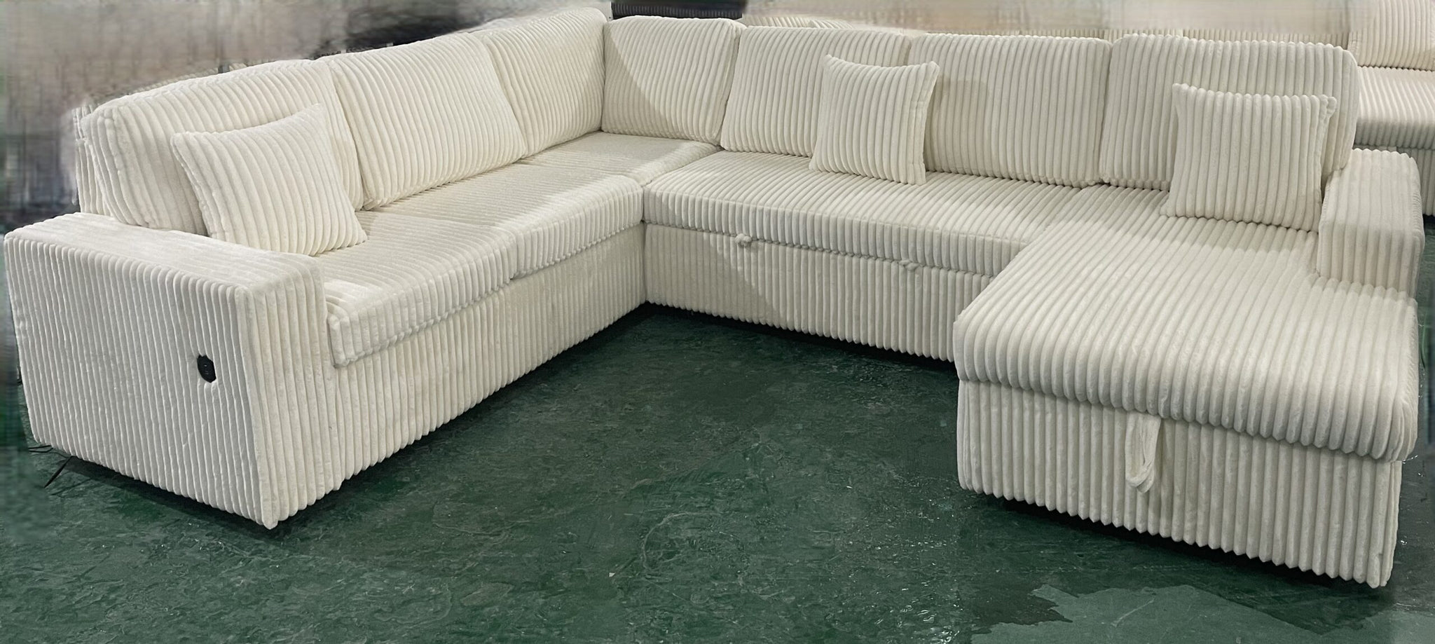 8116- Sectional Sofa Bed with Storage in Corduroy Fabric