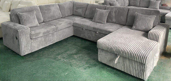 8116- Sectional Sofa Bed with Storage in Corduroy Fabric
