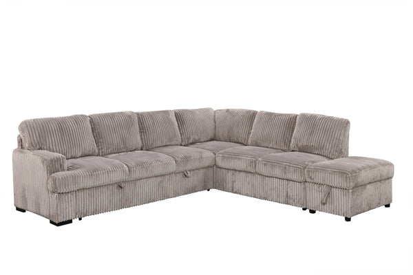 Sectional sofa bed with deep seat and large convertible bed with ottoman. Model: Tilia