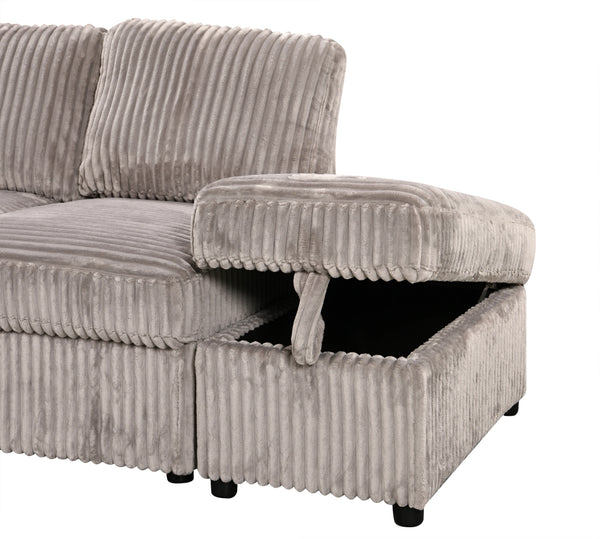 Sectional sofa bed with deep seat and large convertible bed with ottoman. Model: Tilia