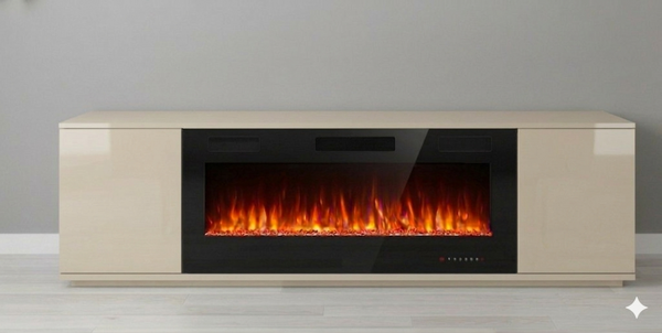 Modern High-Gloss Fireplace 90 inch TV Stand.