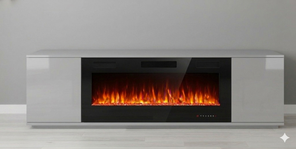 Modern High-Gloss Fireplace 90 inch TV Stand.