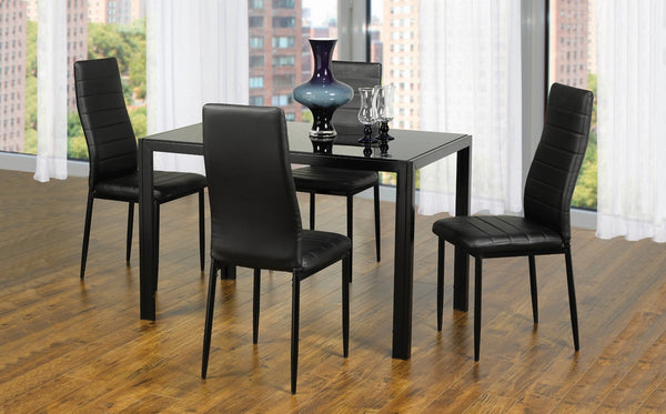 Dining Table Set in Black Metal And Black Tempered Glass IF-5053