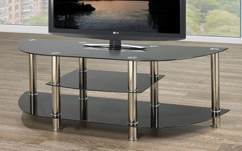 Tempered Glass TV Stand with dual side adjustable use.