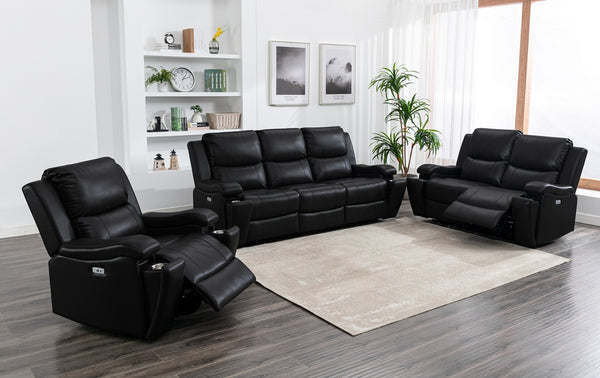 Recliner Set Electric with Black Leather Gel Seat.