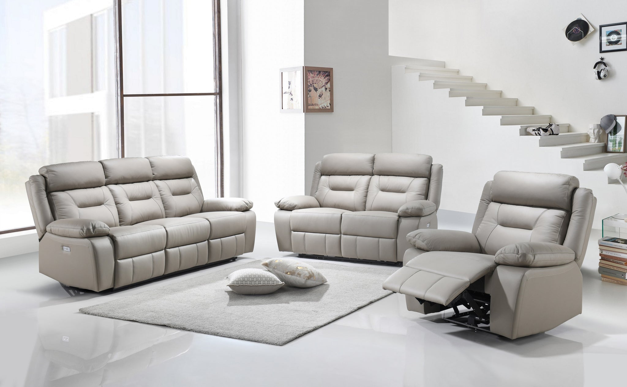 Full Grain Leather recliner set