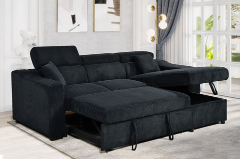 Sectional Storage Sofa Bed with Corduroy Fabrics VFI-6362