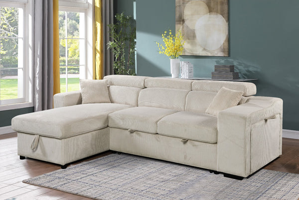 Sectional Storage Sofa Bed with Corduroy Fabrics VFI-6362