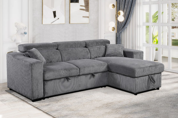 Sectional Storage Sofa Bed with Corduroy Fabrics VFI-6362