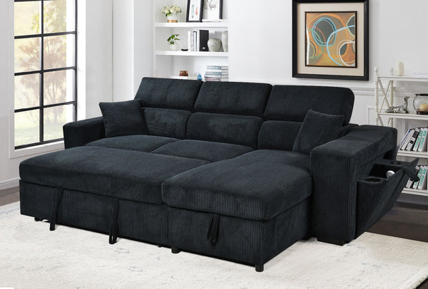 Sectional Storage Sofa Bed with Corduroy Fabrics VFI-6362