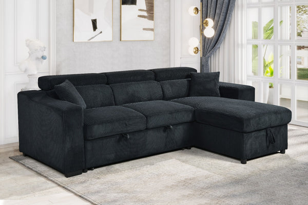 Sectional Storage Sofa Bed with Corduroy Fabrics VFI-6362