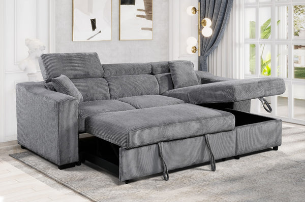 Sectional Storage Sofa Bed with Corduroy Fabrics VFI-6362