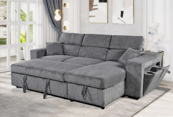 Sectional Storage Sofa Bed with Corduroy Fabrics VFI-6362