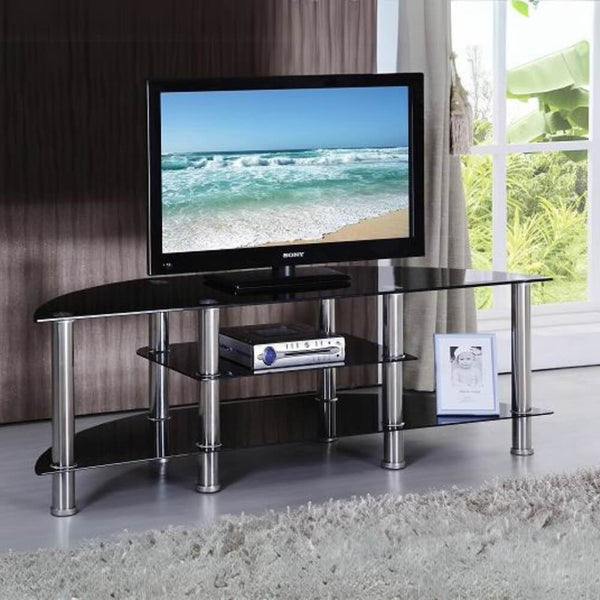 Tempered Glass TV Stand with dual side adjustable use.