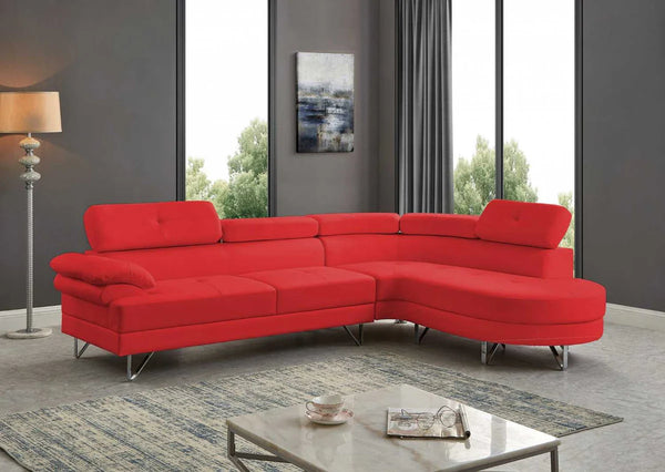 Sectional Sofa with adjustable headrest and round chaise in PU Leather