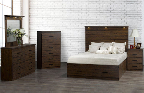 Smoke-wood Custom Bedroom Set with Spot Lights. NB180