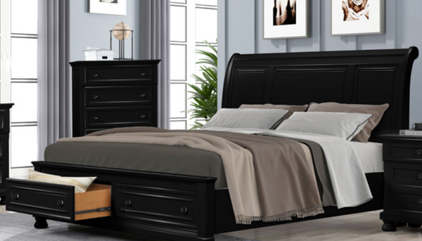 Charley Wooden, Veneers Bedroom Set  Black/White.