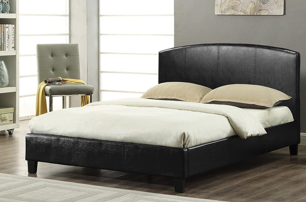 Platform bed with Arch Headboard in Soft Linen and Leatherette. 2530,2355