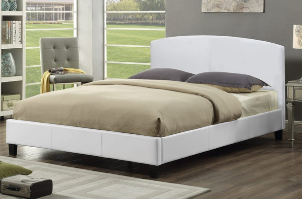 Platform bed with Arch Headboard in Soft Linen and Leatherette. 2530,2355