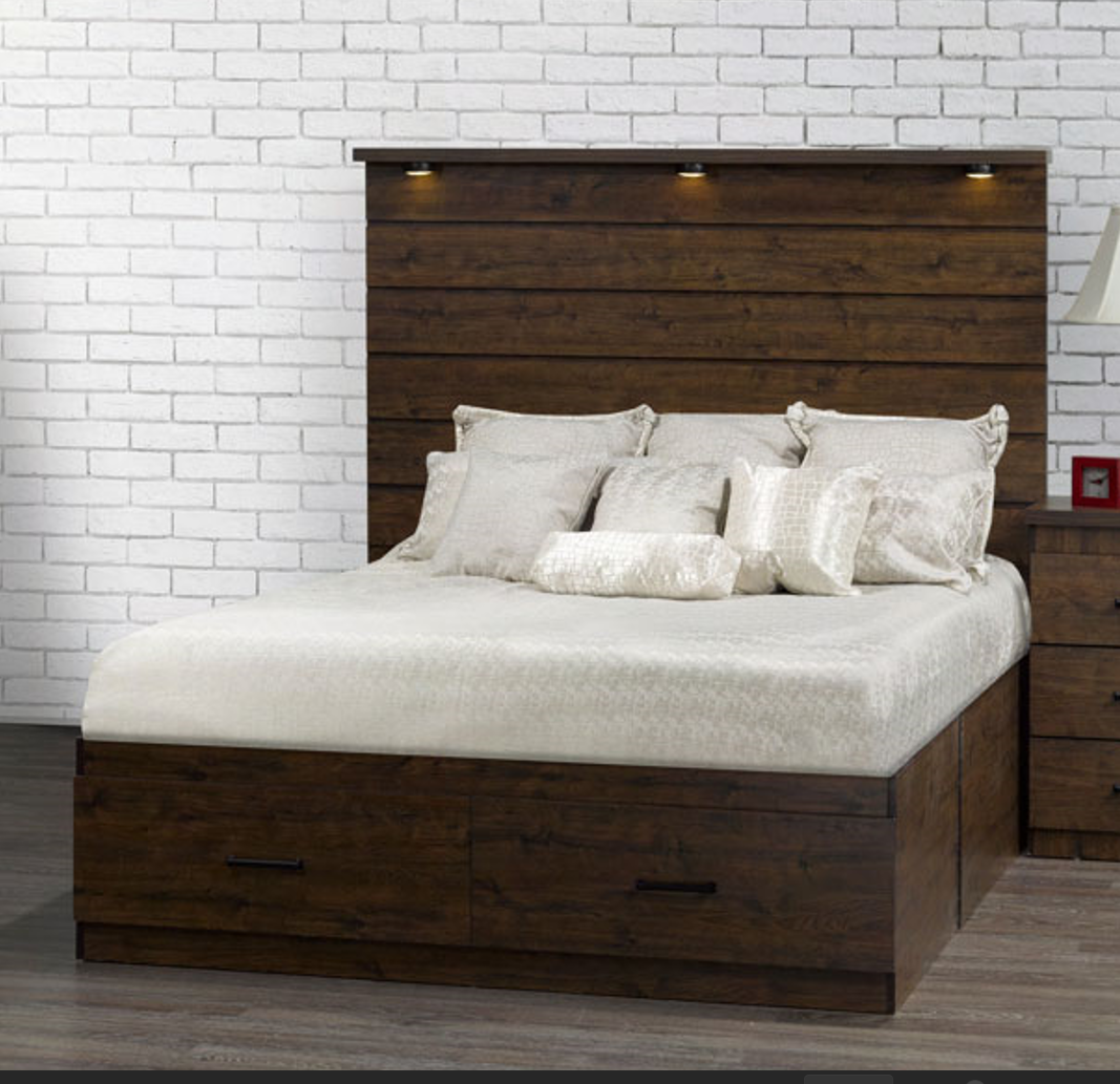 Smoke-wood Custom Bedroom Set with Spot Lights. NB180