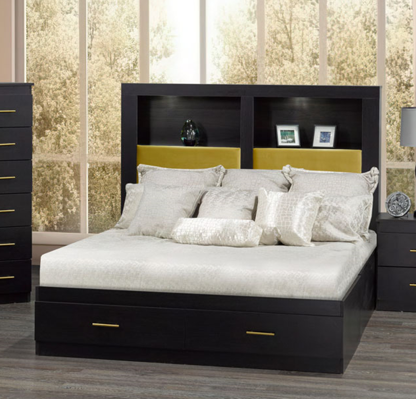 Custom Bedroom Set with Upholstered Storage Head Unit.