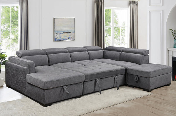 Sectional Sofa bed with wide seats, adjustable head and storage.IF-9090