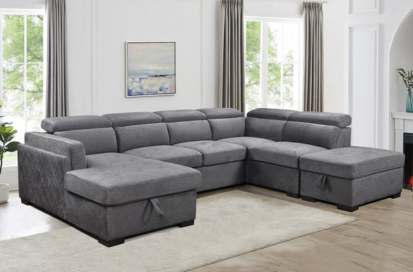 Sectional Sofa bed with wide seats, adjustable head and storage.IF-9090