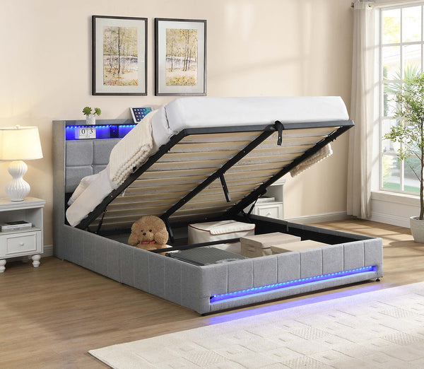 Hydraulic lift Storage beds with LED Head and Foot. IF5403.5404