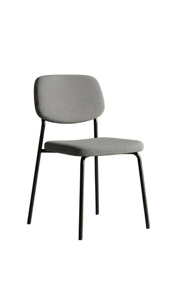 Round Dining Table in a Chanel Stone Top with Grey textured fabric Chair