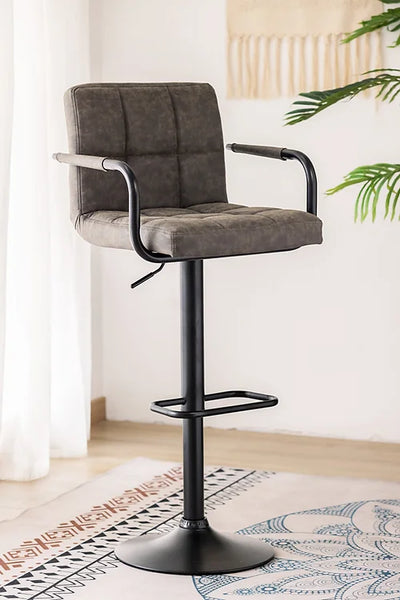 Swivel Bar Stool with arm and Black metal frame (Set of 2 chairs)7705,06