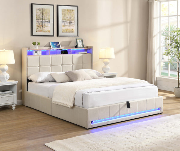 Hydraulic lift Storage beds with LED Head and Foot. IF5403.5404